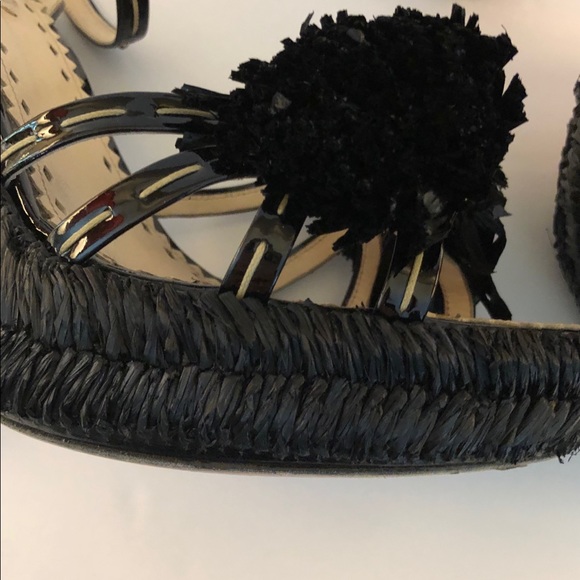 Prada Woven Raffia Platform Sandals - Picture 2 of 7